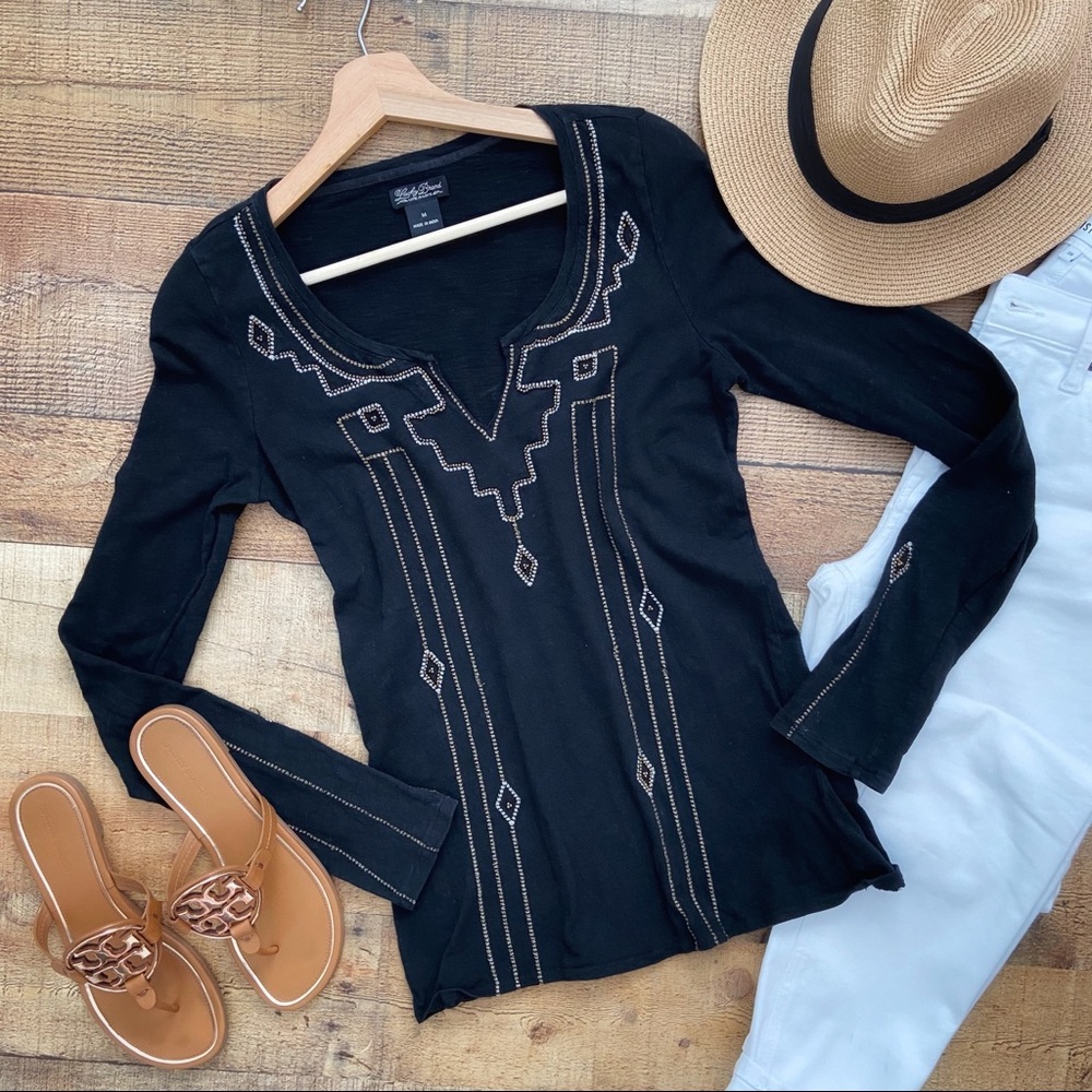 Long Sleeve Fitted Top with Intricate Beading Boho
